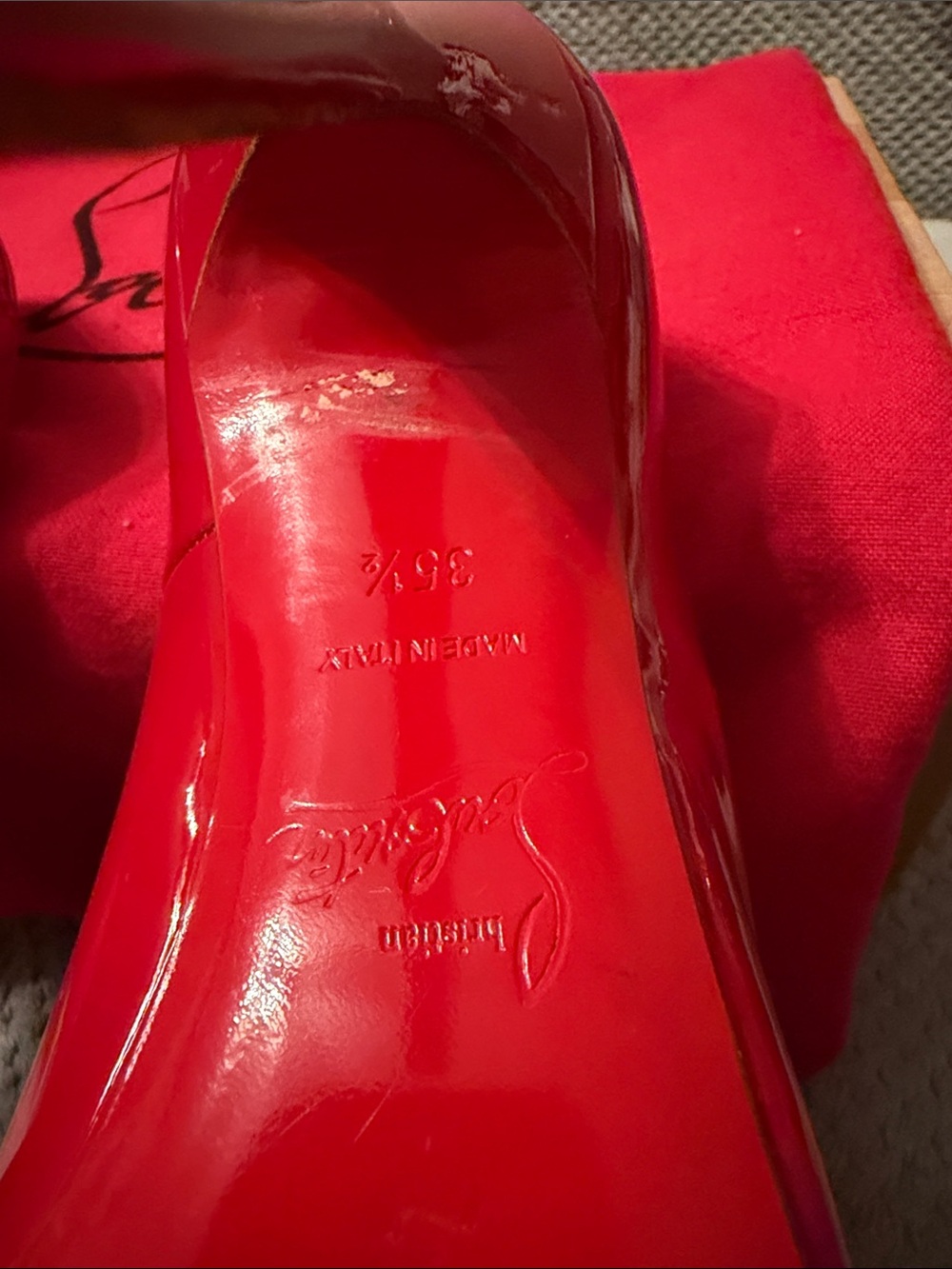 Christian Louboutin Red Patent Pointed-Toe Stiletto Pumps - Picture 5 of 14